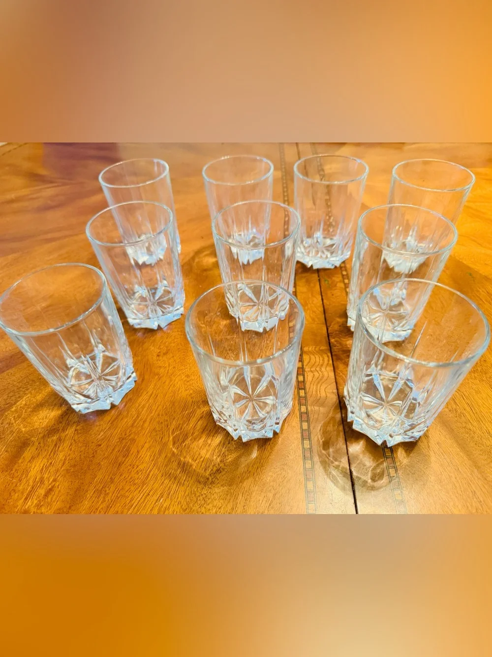 Ten (10) Cut Crystal Tumbler Set - Clear Glass